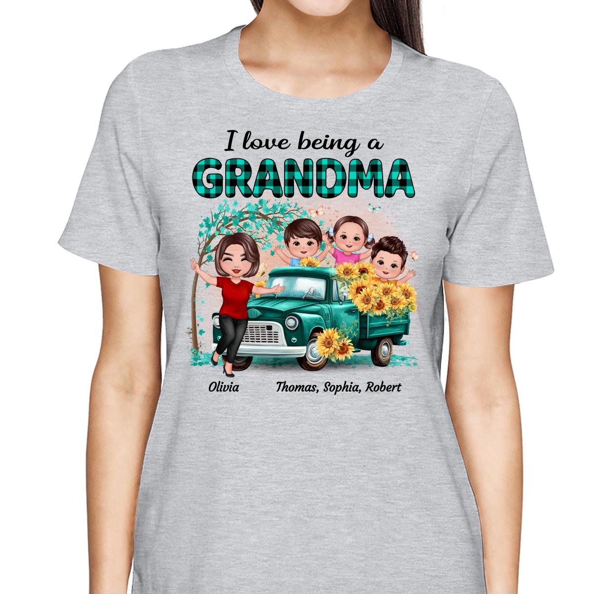 Blue Tree Happy Doll Grandma And Grandkids Personalized Shirt