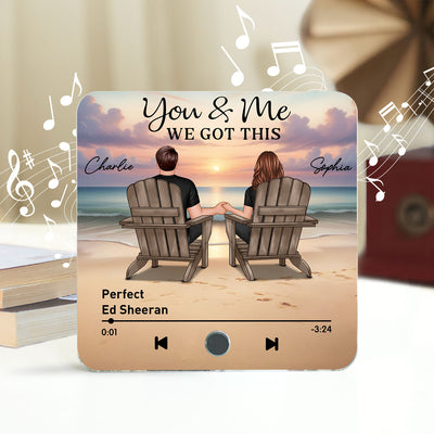Couple Back View At Beach Favorite Song Personalized Music Fridge Magnet,  Gift For Couple