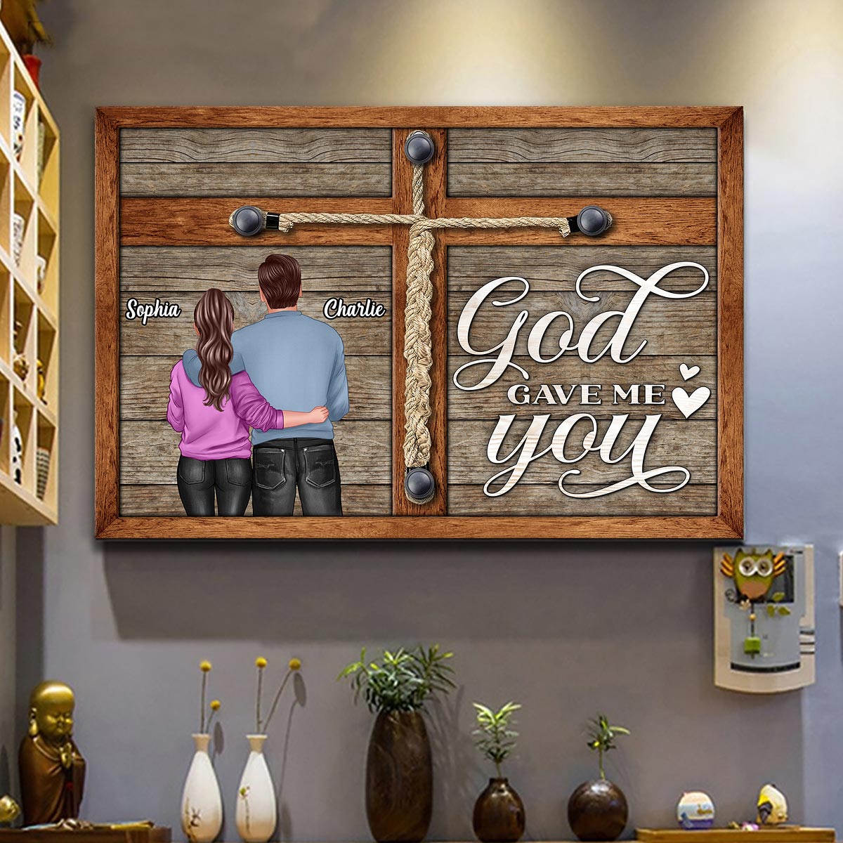 God Gave Me You Standing Back View Couple Personalized Poster