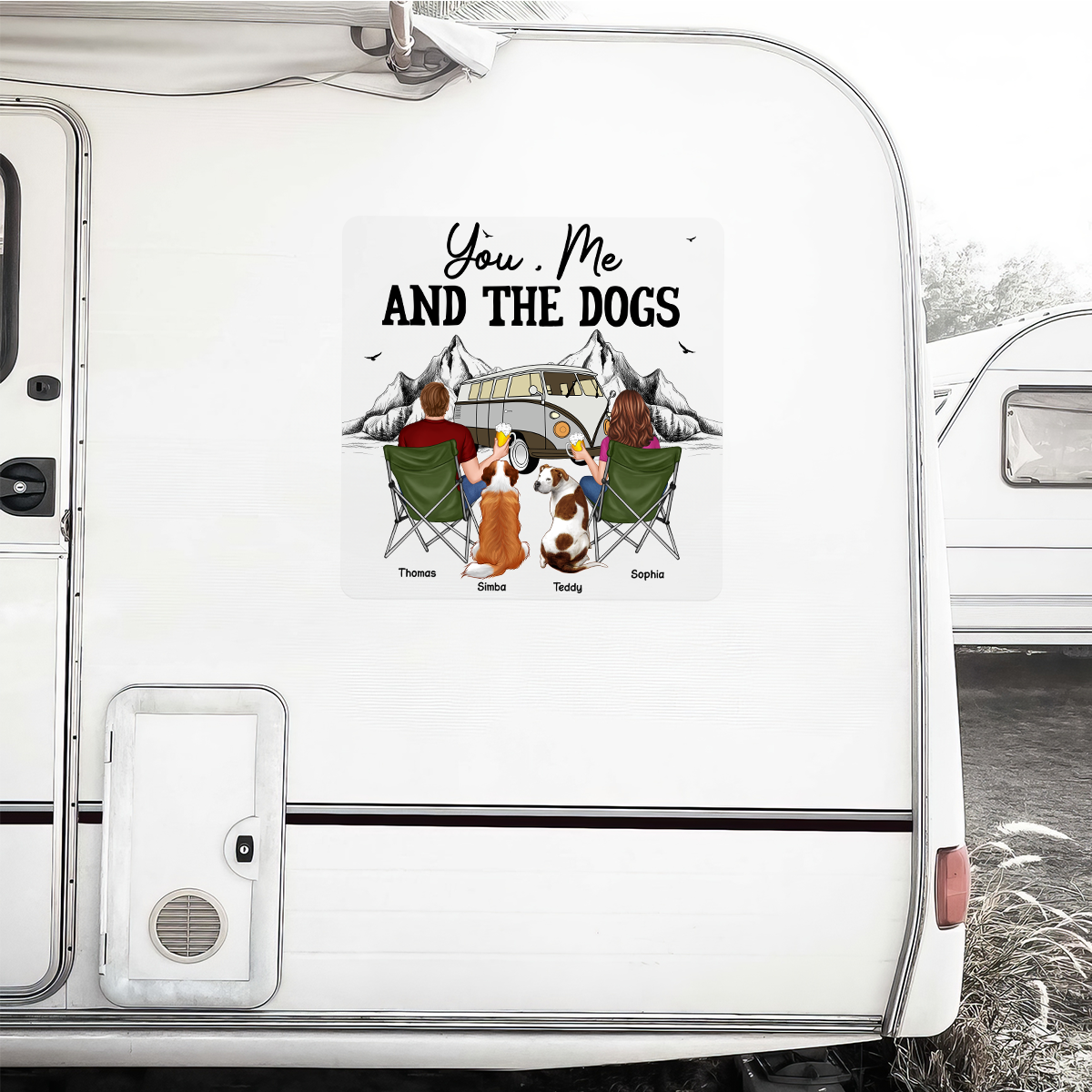 You Me And The Dogs Cats Camping Personalized RV Decal