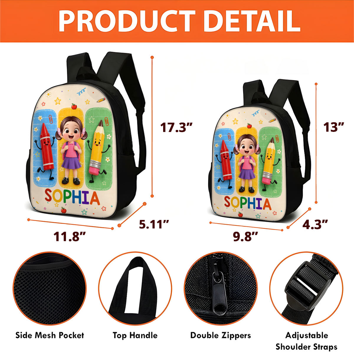 Boys Girls With School Things - Personalized Backpack - Back To School Gift