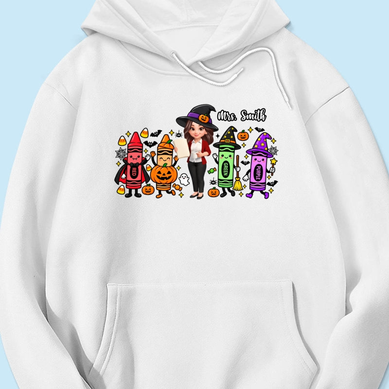 Halloween Crayon Teacher - Personalized Shirt - Gift For Teacher, Besties