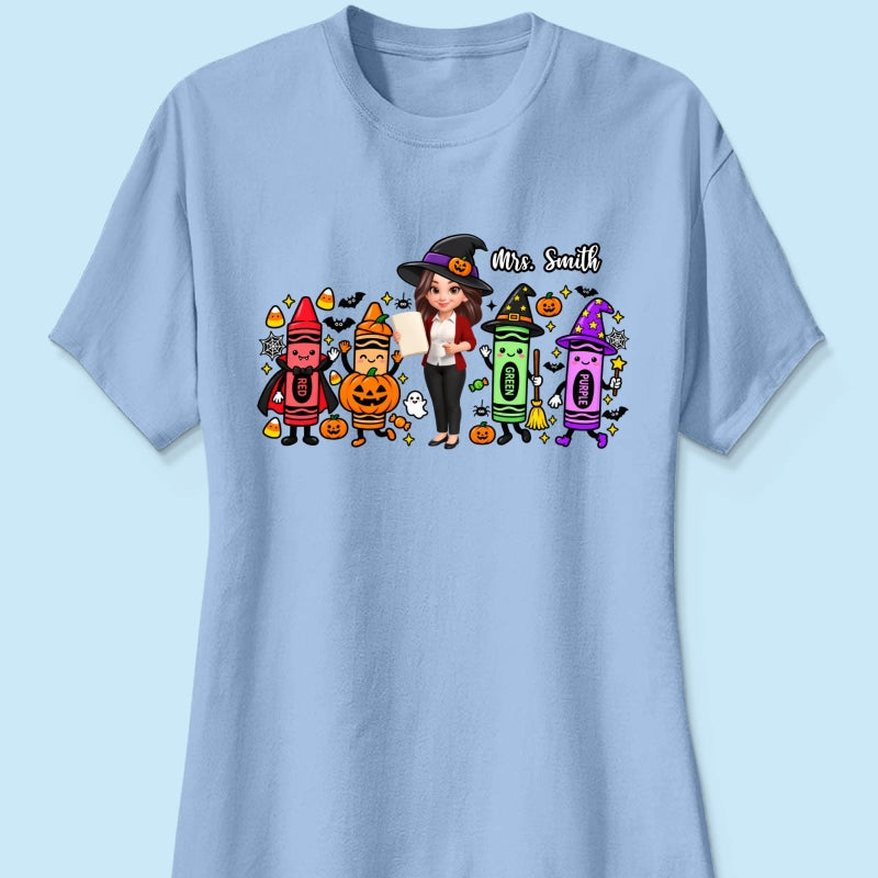 Halloween Crayon Teacher - Personalized Shirt - Gift For Teacher, Besties
