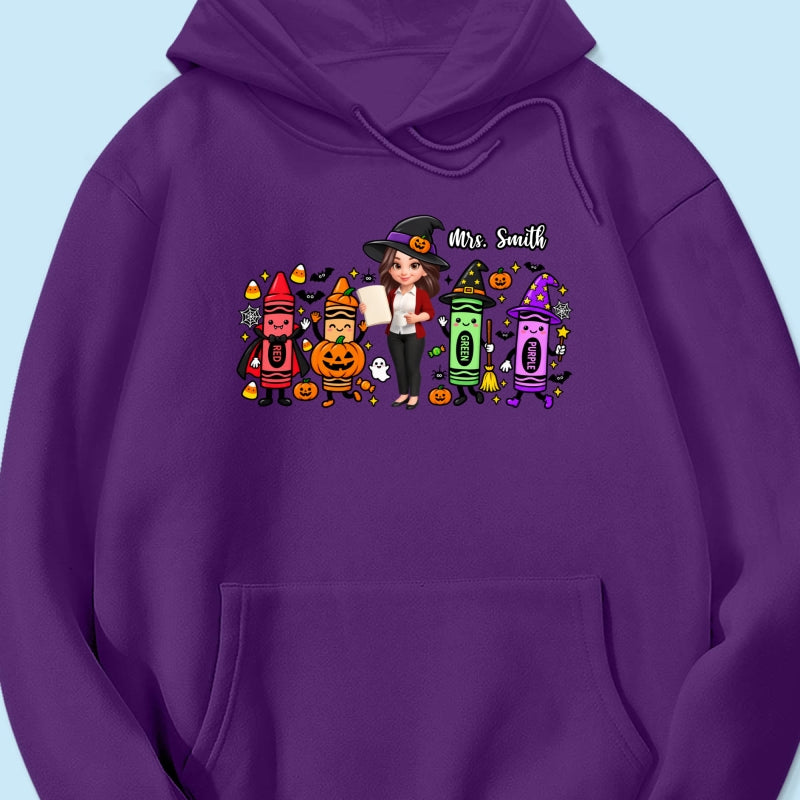 Halloween Crayon Teacher - Personalized Shirt - Gift For Teacher, Besties