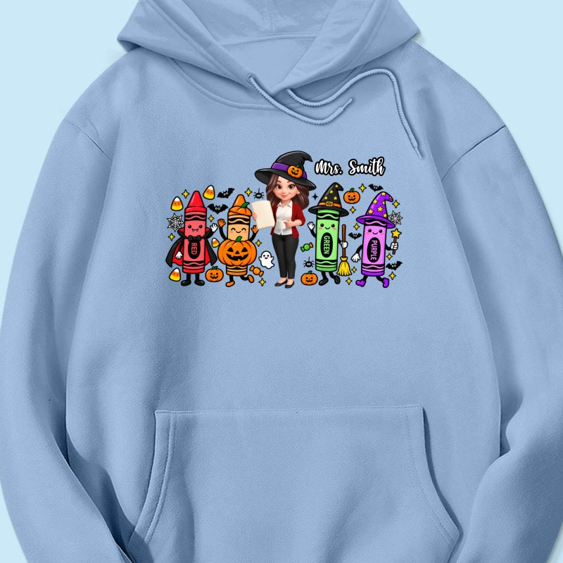 Halloween Crayon Teacher - Personalized Shirt - Gift For Teacher, Besties