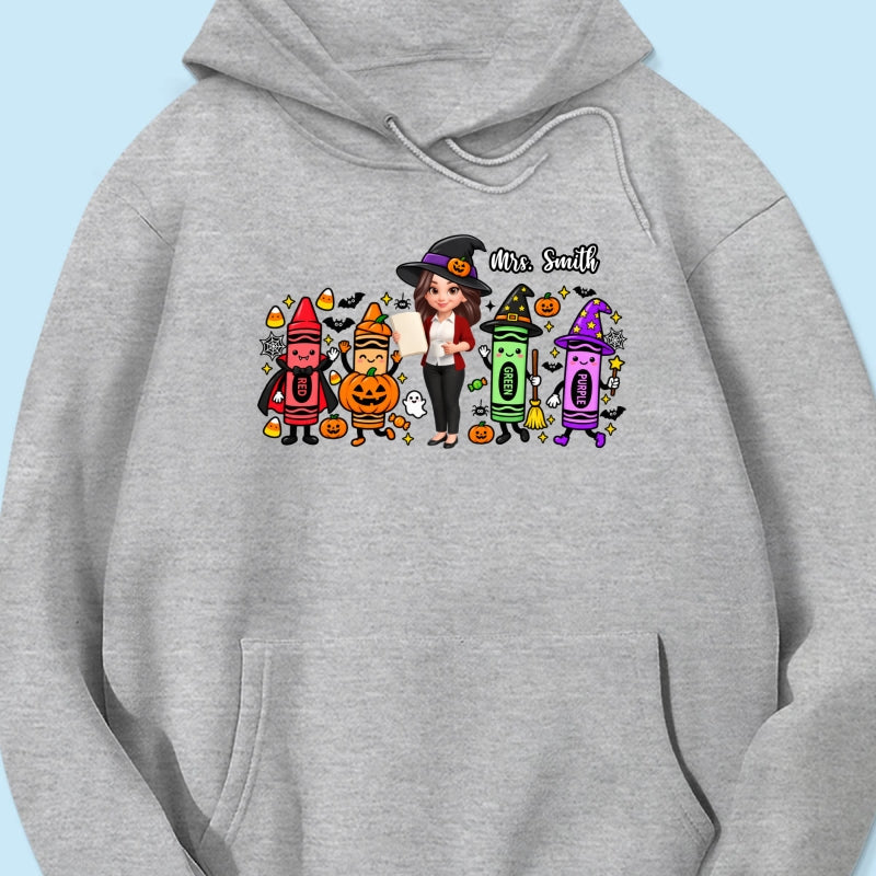 Halloween Crayon Teacher - Personalized Shirt - Gift For Teacher, Besties