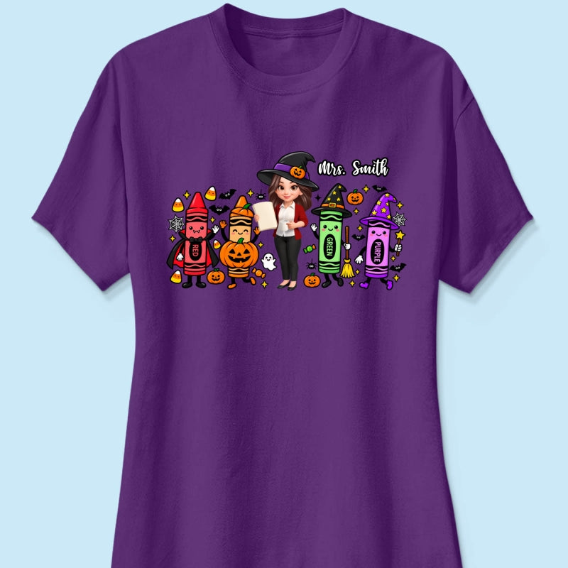 Halloween Crayon Teacher - Personalized Shirt - Gift For Teacher, Besties
