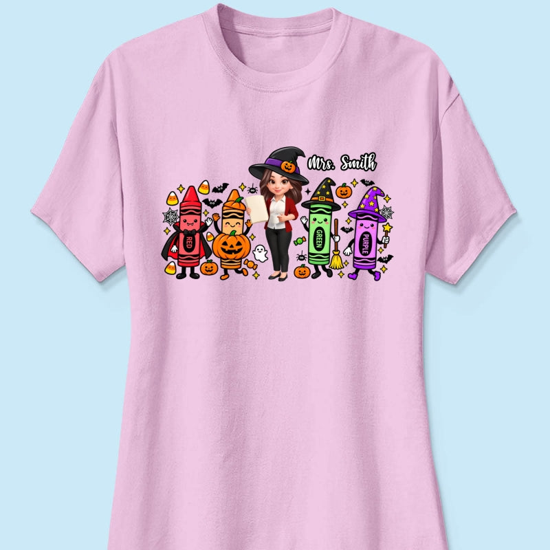 Halloween Crayon Teacher - Personalized Shirt - Gift For Teacher, Besties