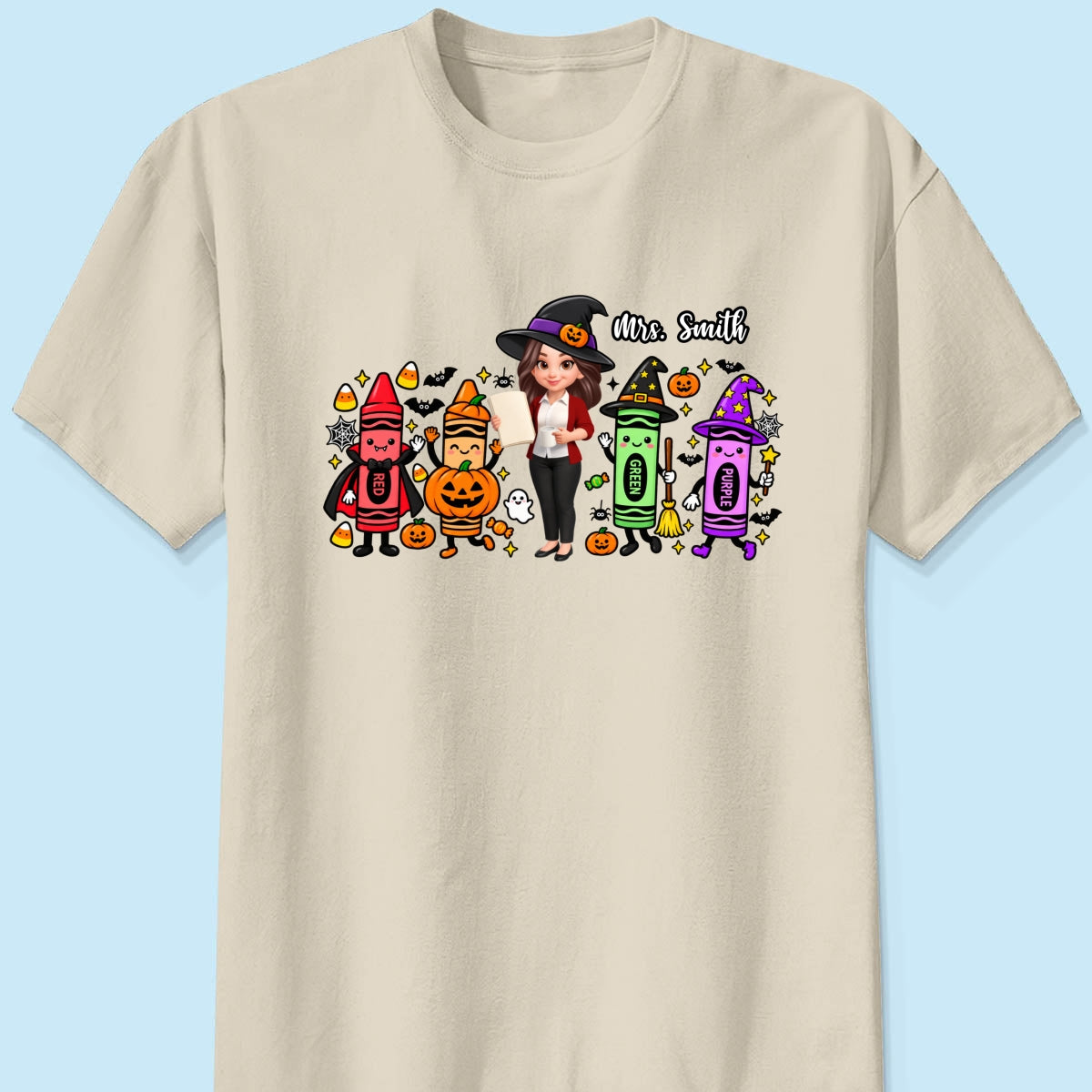 Halloween Crayon Teacher - Personalized Shirt - Gift For Teacher, Besties