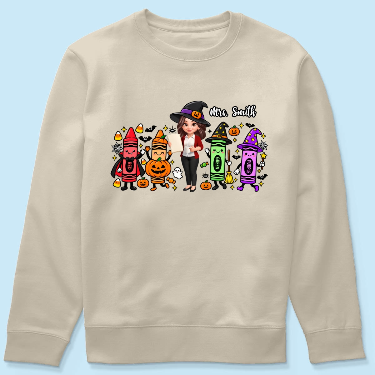 Halloween Crayon Teacher - Personalized Shirt - Gift For Teacher, Besties