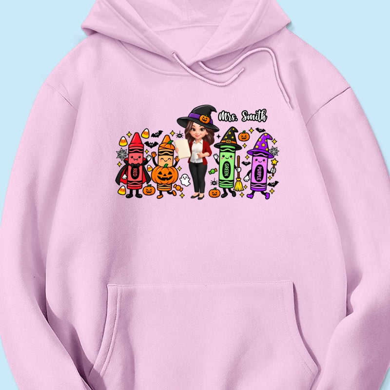 Halloween Crayon Teacher - Personalized Shirt - Gift For Teacher, Besties