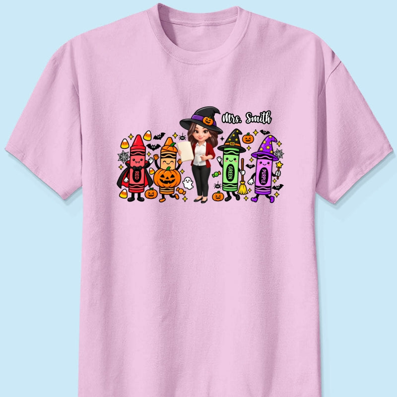 Halloween Crayon Teacher - Personalized Shirt - Gift For Teacher, Besties