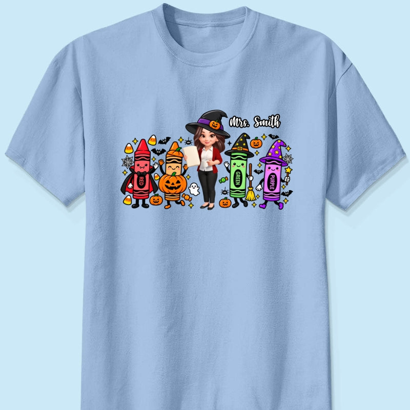 Halloween Crayon Teacher - Personalized Shirt - Gift For Teacher, Besties