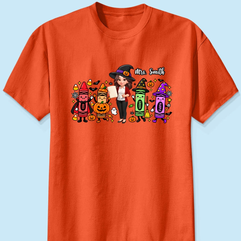 Halloween Crayon Teacher - Personalized Shirt - Gift For Teacher, Besties