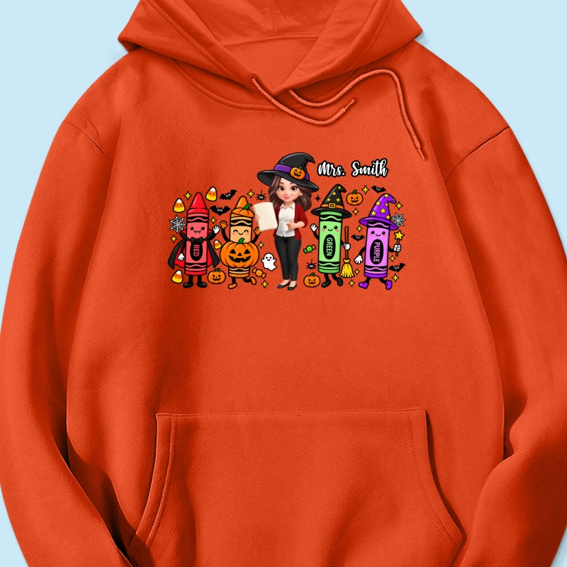 Halloween Crayon Teacher - Personalized Shirt - Gift For Teacher, Besties