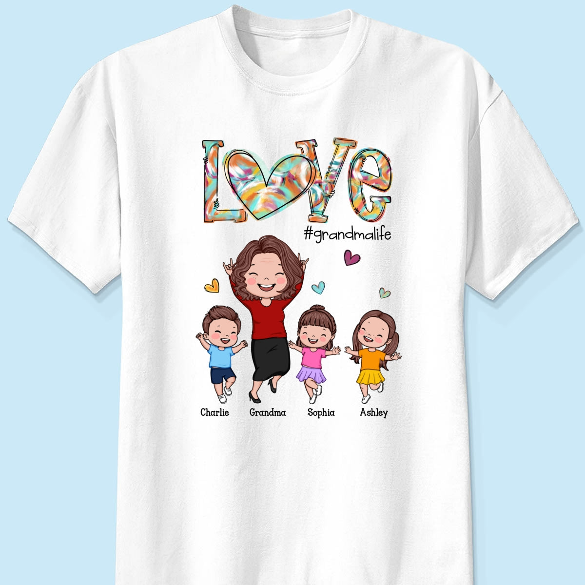 LOVE Grandma Life Colorful Painting Heart Personalized Shirt