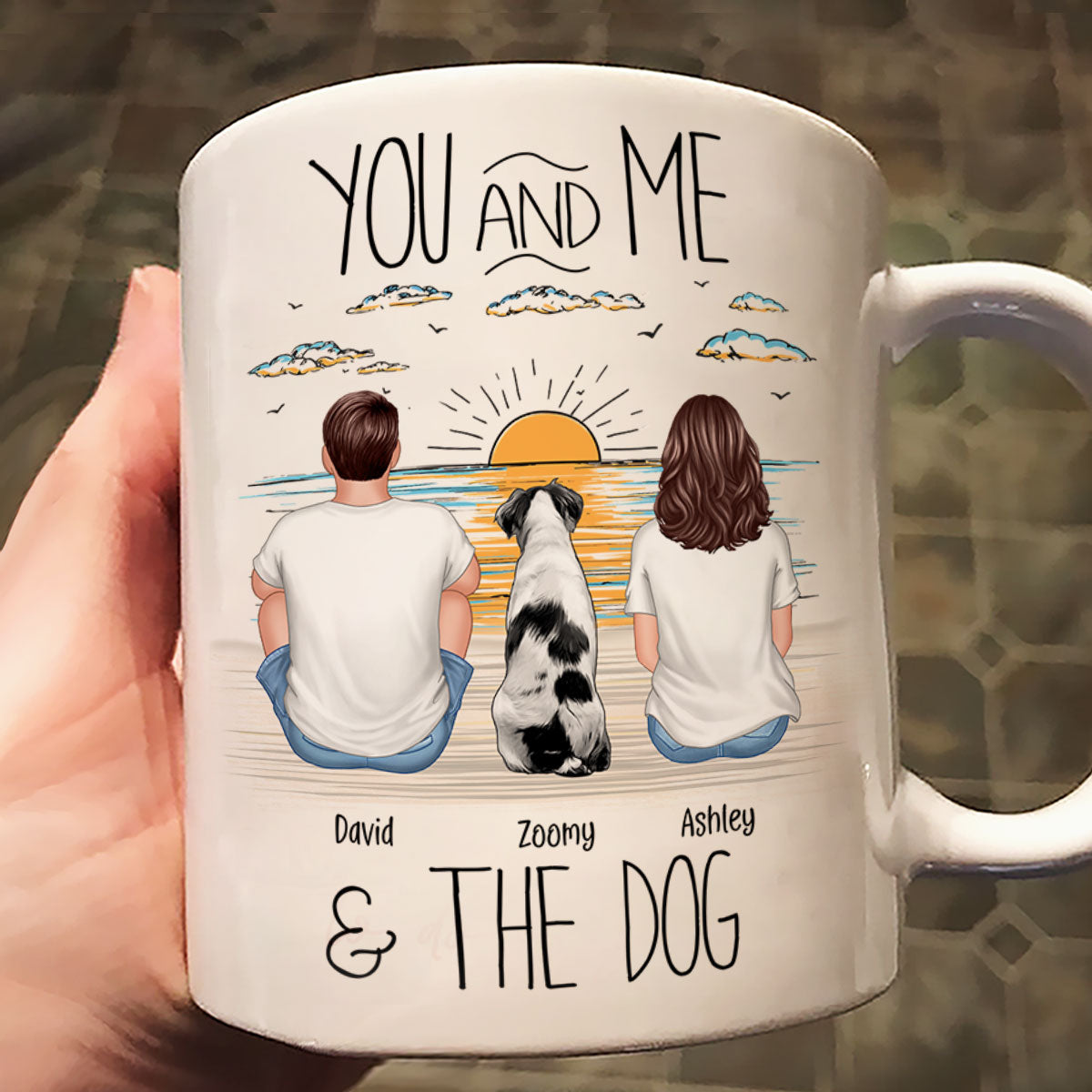 You And Me Beach Outline Personalized Mug, Gift For Him, For Her