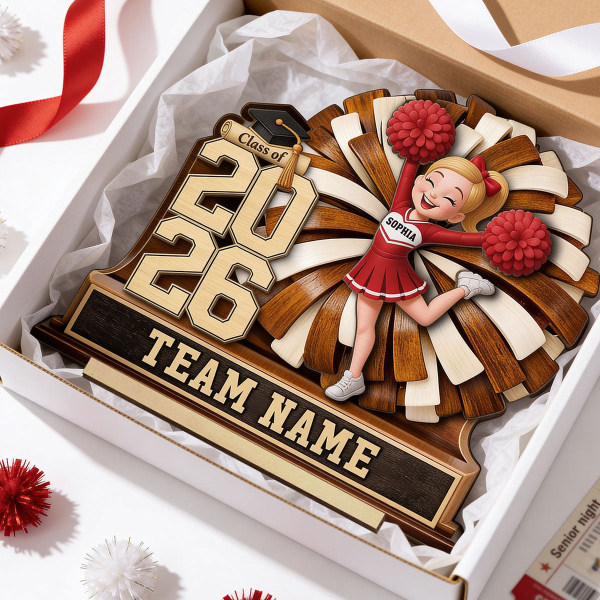 Basketball Senior Keepsake - Personalized 2-Layered Wooden Plaque - Graduation Gift For Son, Daughter