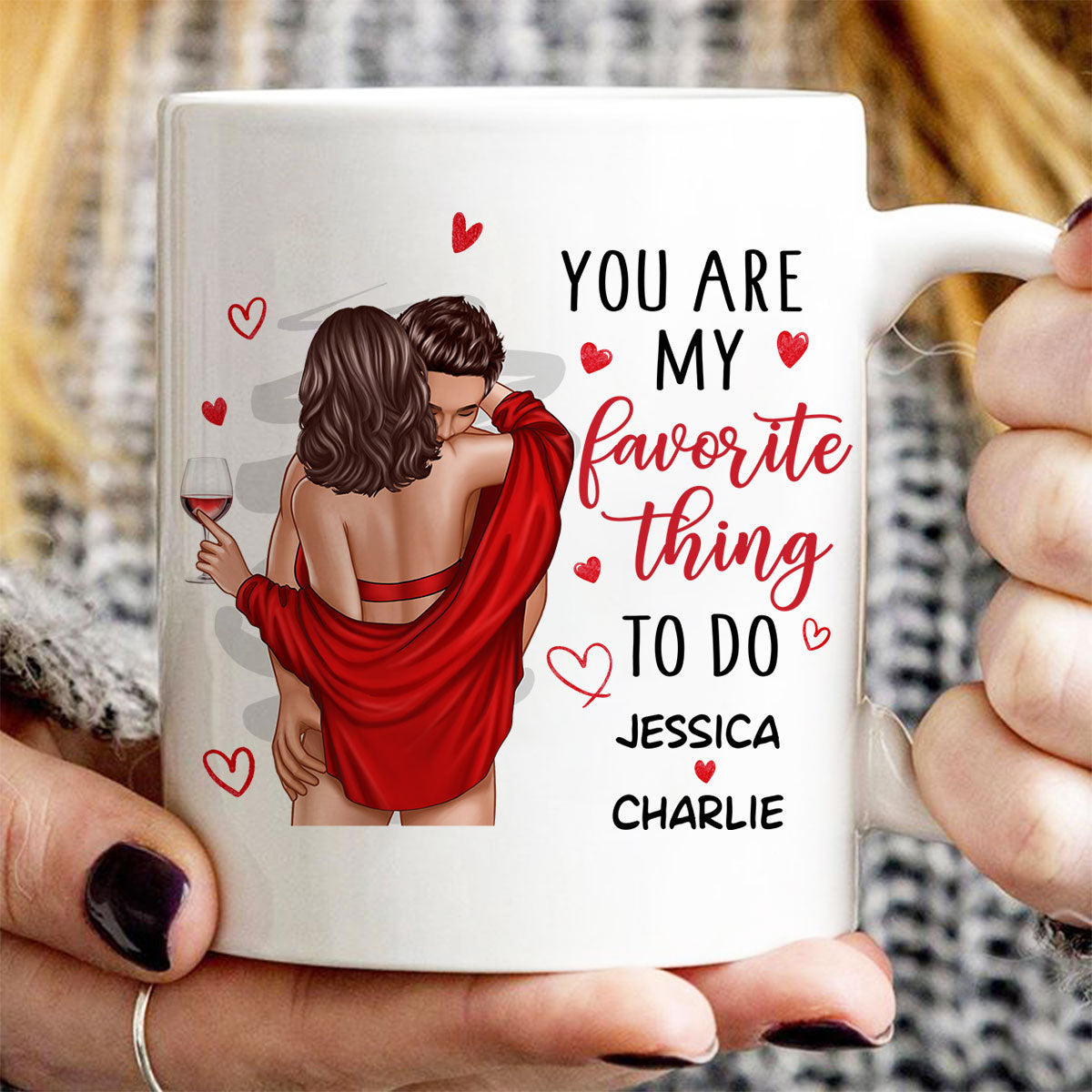 Couple Standing Kissing My Favorite Thing To Do Is You Personalized Mug