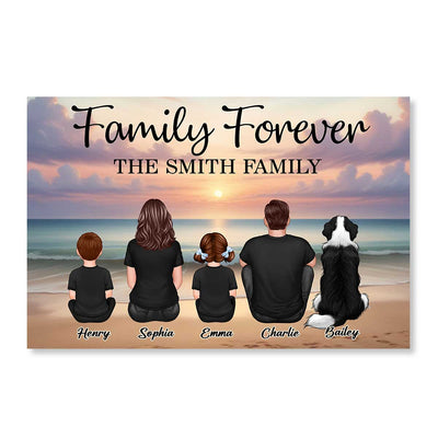 Eternal Beach Landscape Family - Personalized Poster - Gift For Dad, Gift For Husband, Gift For Grandpa