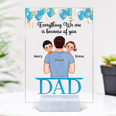 Dad Holding Kids Happy Father‘s Day Personalized Acrylic Plaque