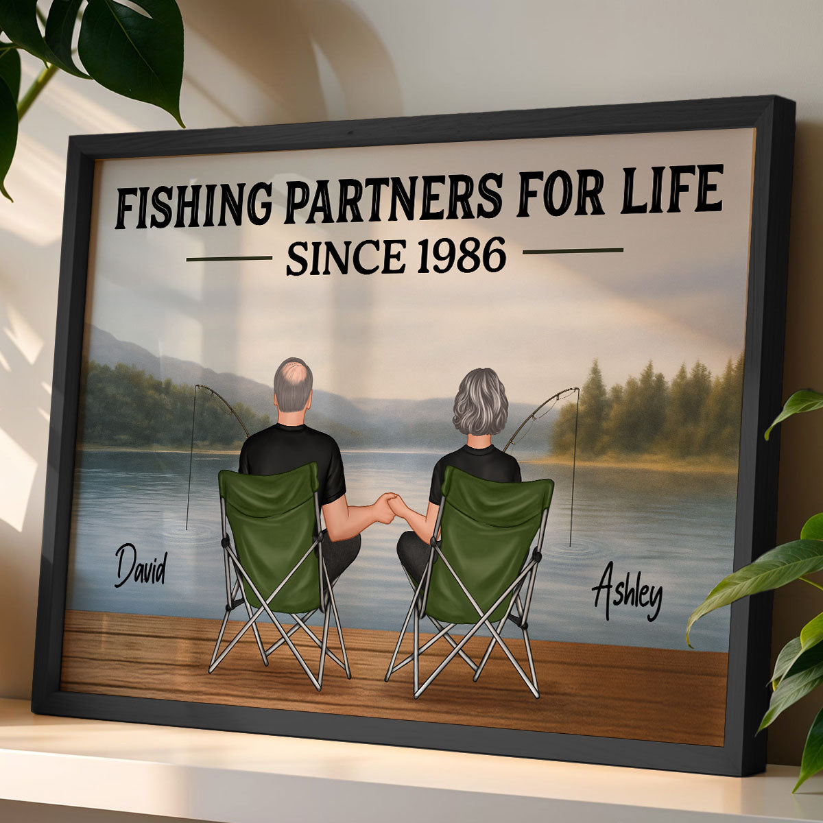 Couple Fishing Partners For Life Personalized Poster|Heartlfelt Gift For Couple, Fishing Lovers, Fishing Partners