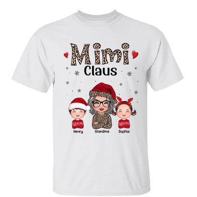 Leopard Grandma Claus Doll Grandma Grandkids Christmas Personalized Shirt