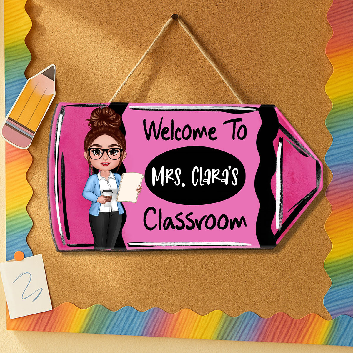 Teacher Crayon Personalized Wood Sign