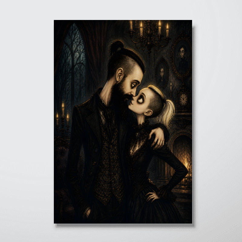 Custom Gothic Couple Portrait from Photo Personalized Poster, Halloween Decor for Couple, Anniversary Gift for Him, for Her
