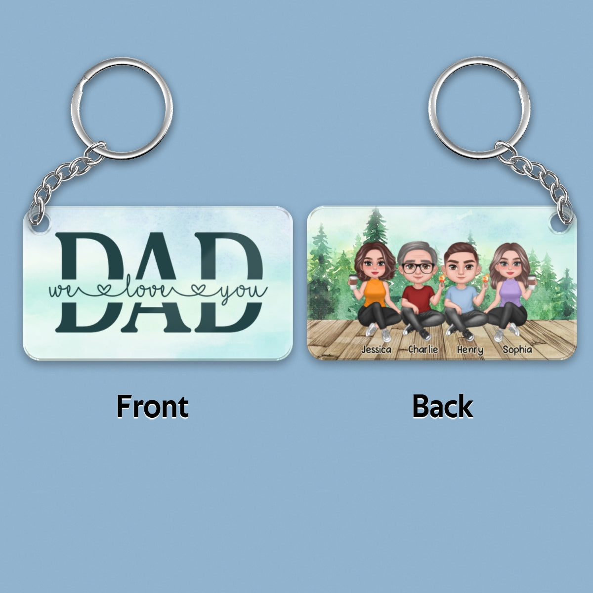 Dad Doll Sitting Men Women Forest Personalized Acrylic Keychain