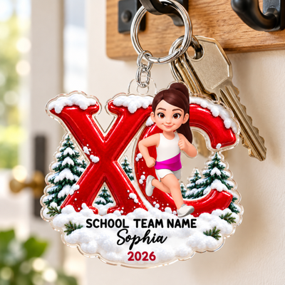 Trending Cross Country - Personalized Acrylic Keychain - High school Runner Keepsake, Custom Running Christmas Gift For Boy Girl Runner