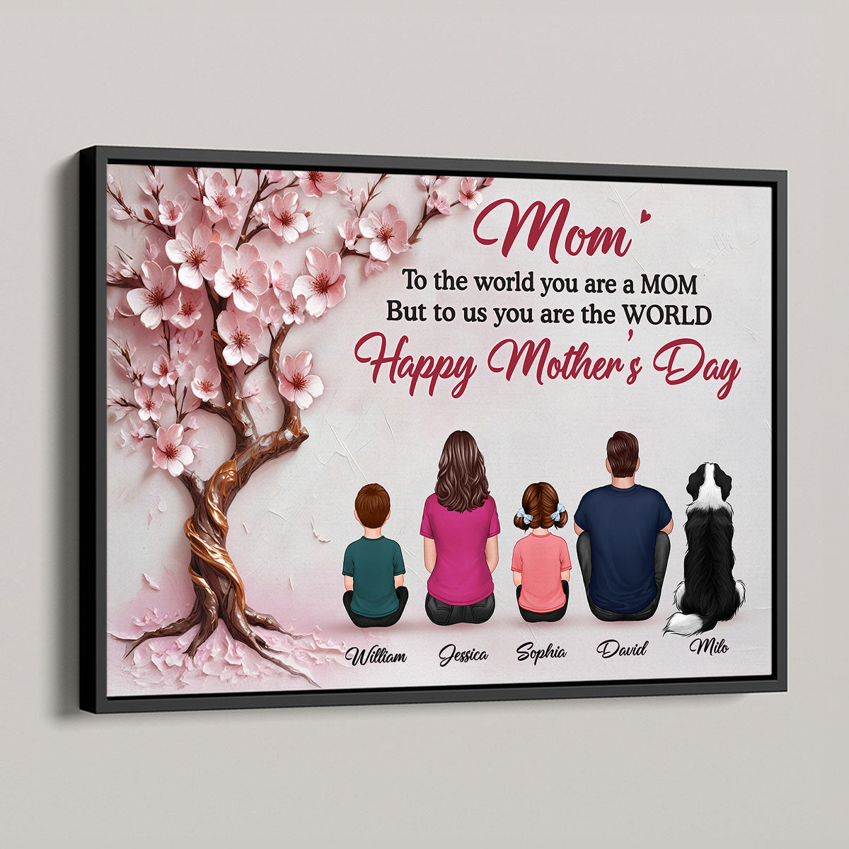 3D Effect Blossom Tree MOM To Us You Are The World Personalized Poster, Gift For Mom