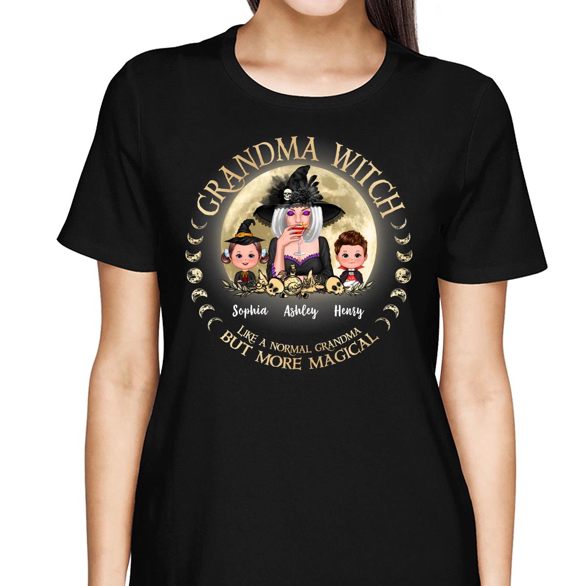 Grandma Mom Witch And Kids Circle Personalized Shirt