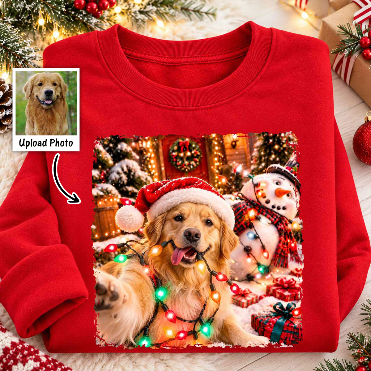 Dog Cat Ruin Christmas Things Upload Pet Photo - Personalized Shirt - Funny Gift For Dog Lovers, Cat Lovers