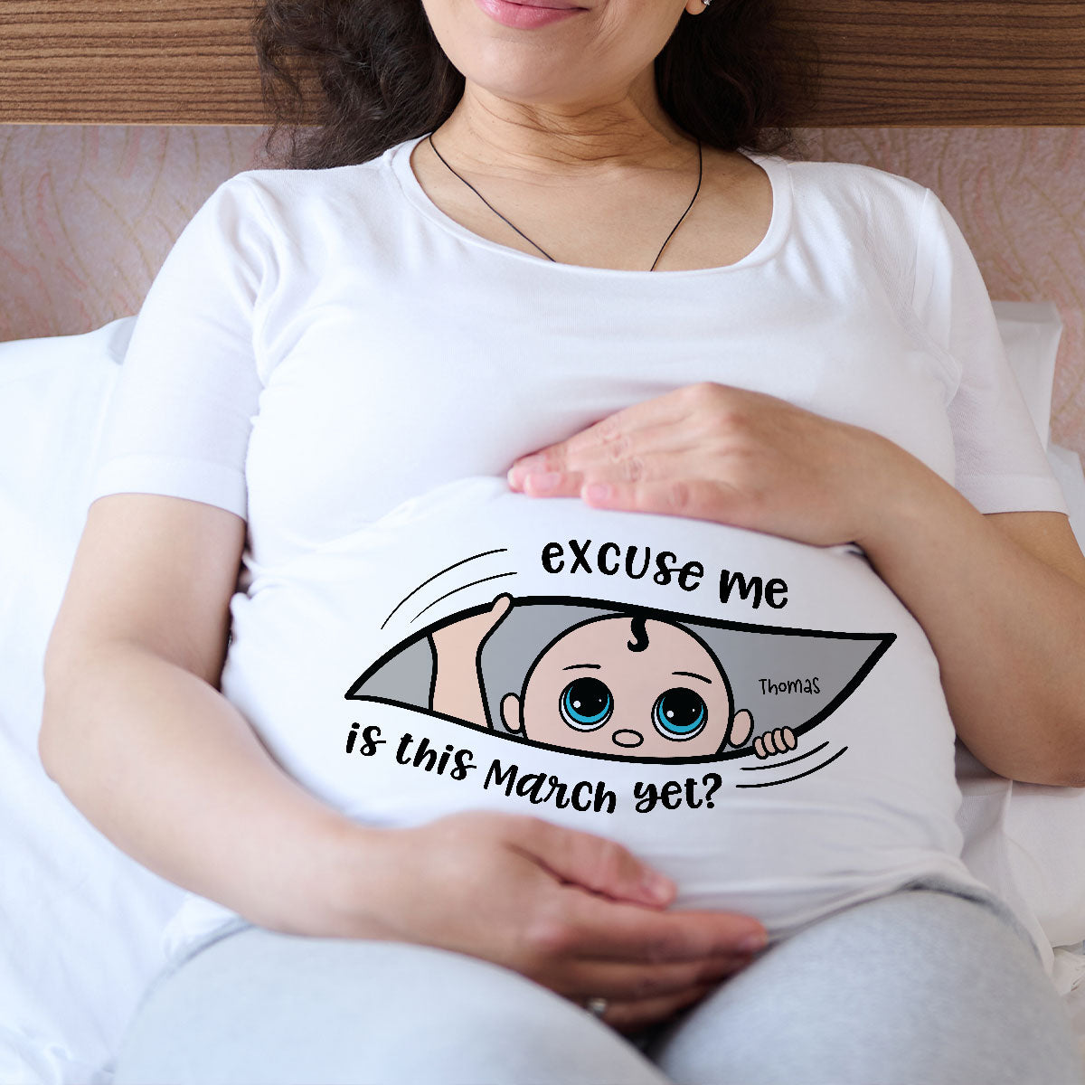 Excuse Me Is It Yet, Pregnancy Announcement, - Personalized Shirt