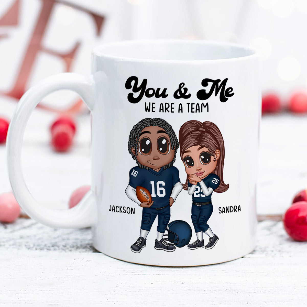 Personalized Y2K Football Couple Mug,  Gift for Couples