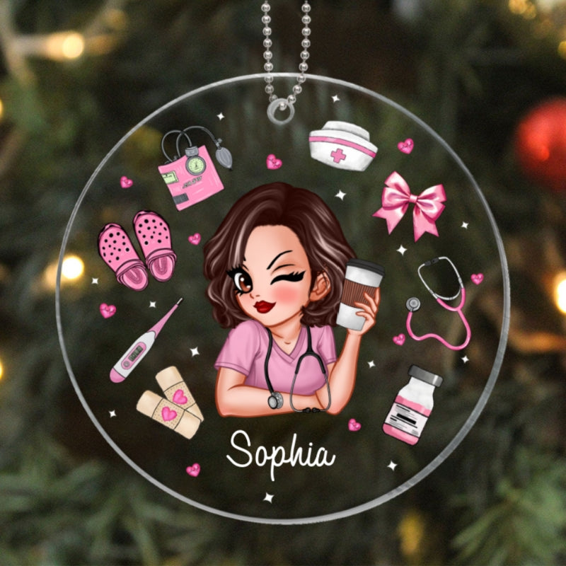 Nurse Things Coquette Style Personalized Acrylic Ornament