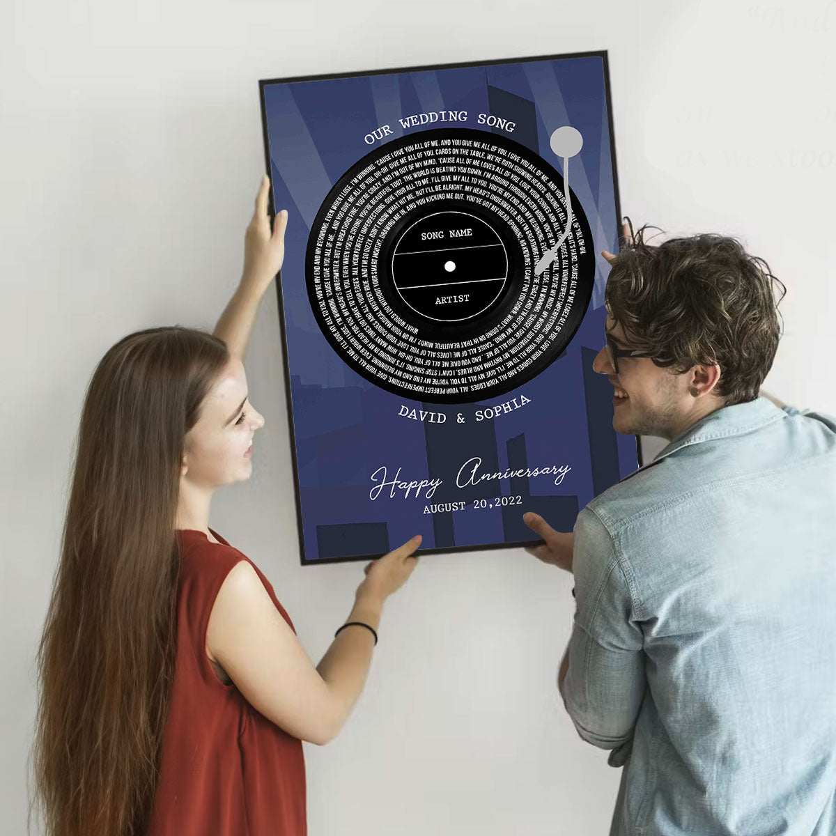 Unique Vinyl Song Lyrics Gold Art Deco Couple Wedding Poster, Perfect  Gift, Anniversary Gift, Wedding Gift For Couple For Him For Her
