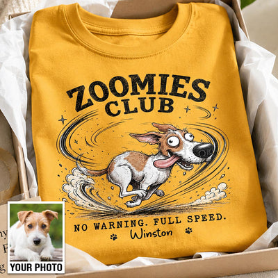 Zoomies Club Official Member Quirky Dog Portrait From Your Custom Pet Photo - Personalized Shirt - Funny Gift For Dog Cat Lover
