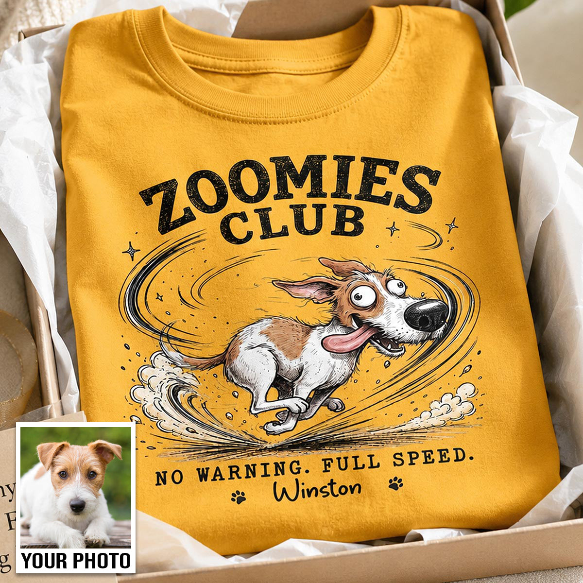 Zoomies Club Official Member Quirky Dog Portrait From Your Custom Pet Photo - Personalized Shirt - Funny Gift For Dog Cat Lover