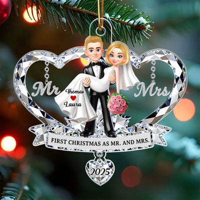 Mr. and Mrs. 3D Crystal Effect - Personalized Acrylic Ornament - Christmas Gift for Couple