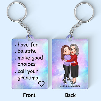 Call Your Grandma Gift For Teen Adult Kid Granddaughter Grandson Personalized Acrylic Keychain