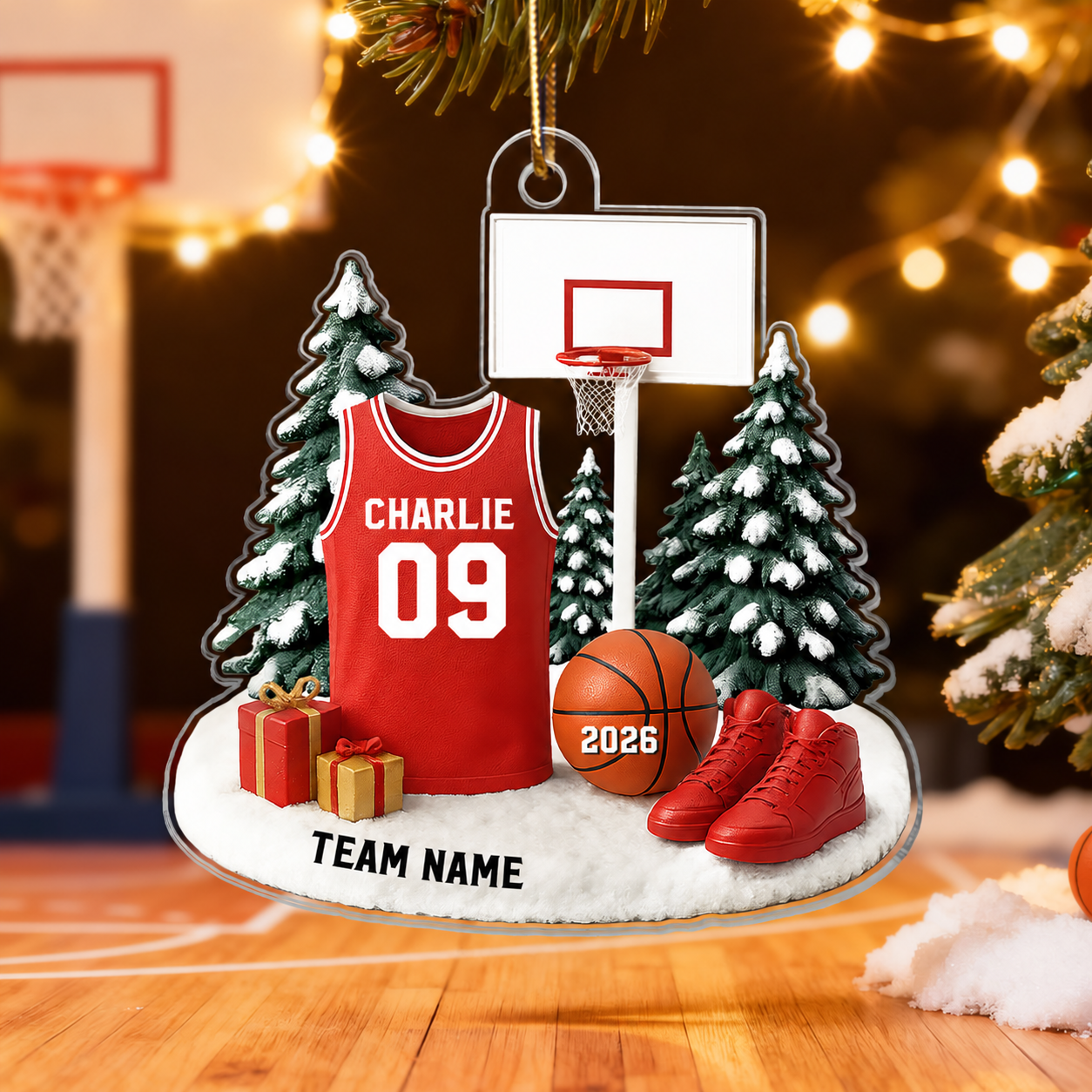 3D Effect Basketball Player Uniform - Personalized Acrylic Ornament - Gift For Basketball Lovers