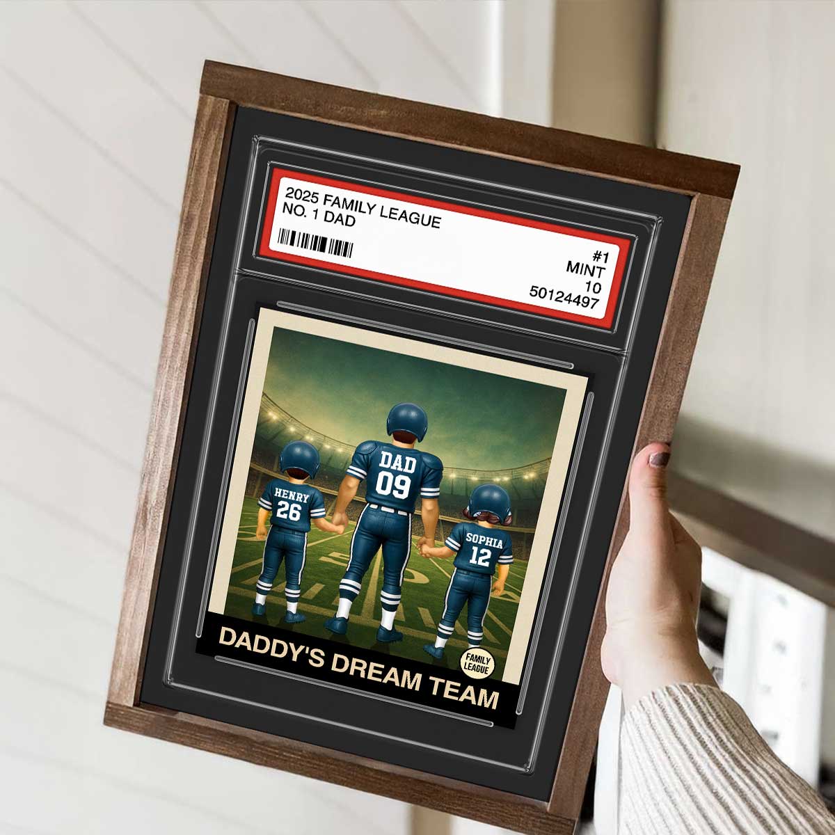 Football No. 1 Dad Man & Kids Trading Card Style Personalized Poster