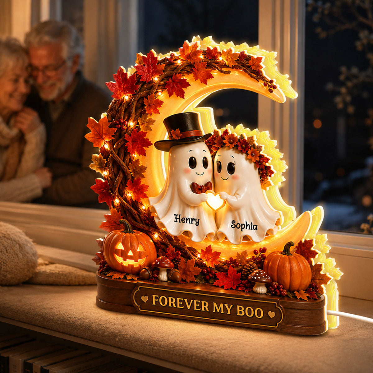 Forever My Boo Ghost Couple - Personalized Light Box - Halloween Fall Season Gift For Him, Her