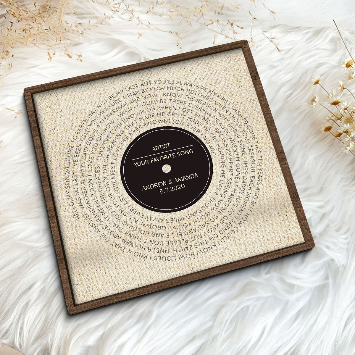Vinyl Record First Dance Song Lyrics Wall Art Personalized 2-Layered Wooden Plaque, Valentine's Day, Anniversary Gift for Him or Her - Music Lover