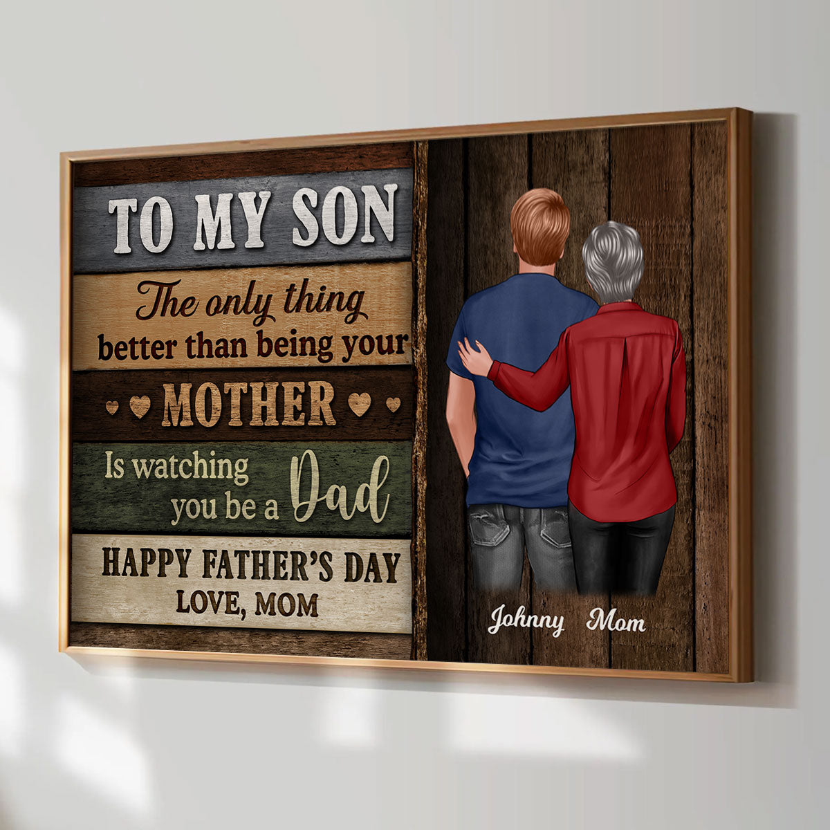 Colored Wood Pallets To My Son From Dad Mom Happy Father's Day Personalized Poster, Heartfelt Father's Day Gift For Son