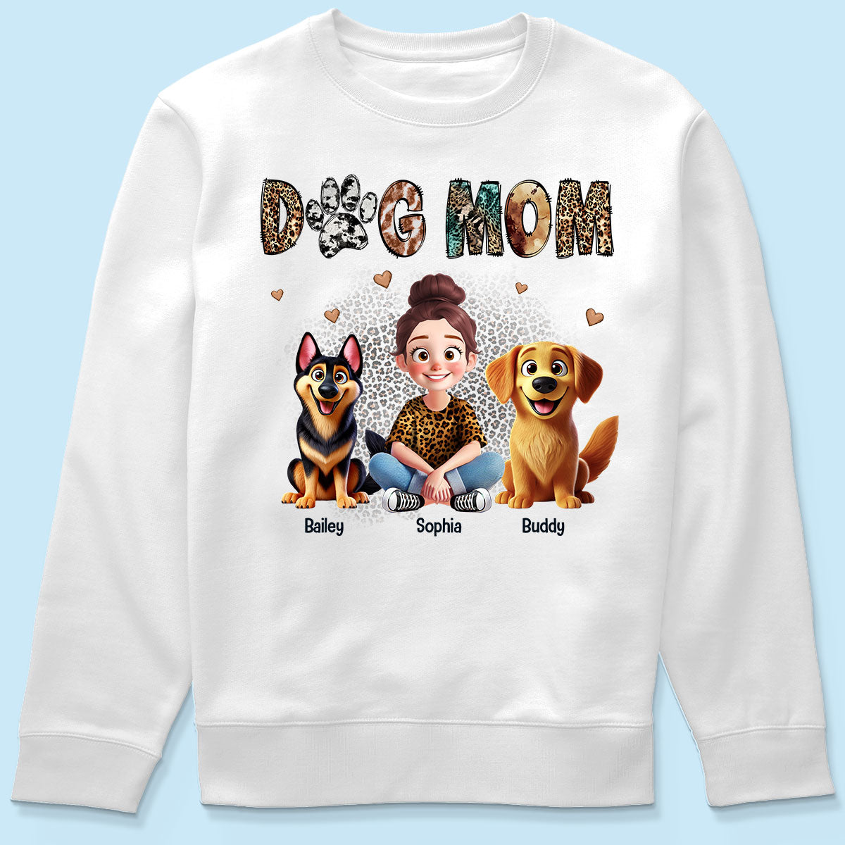 Animal Patterns Dog Mom Animation Cartoon Personalized Shirt, Gift For Dog Lovers