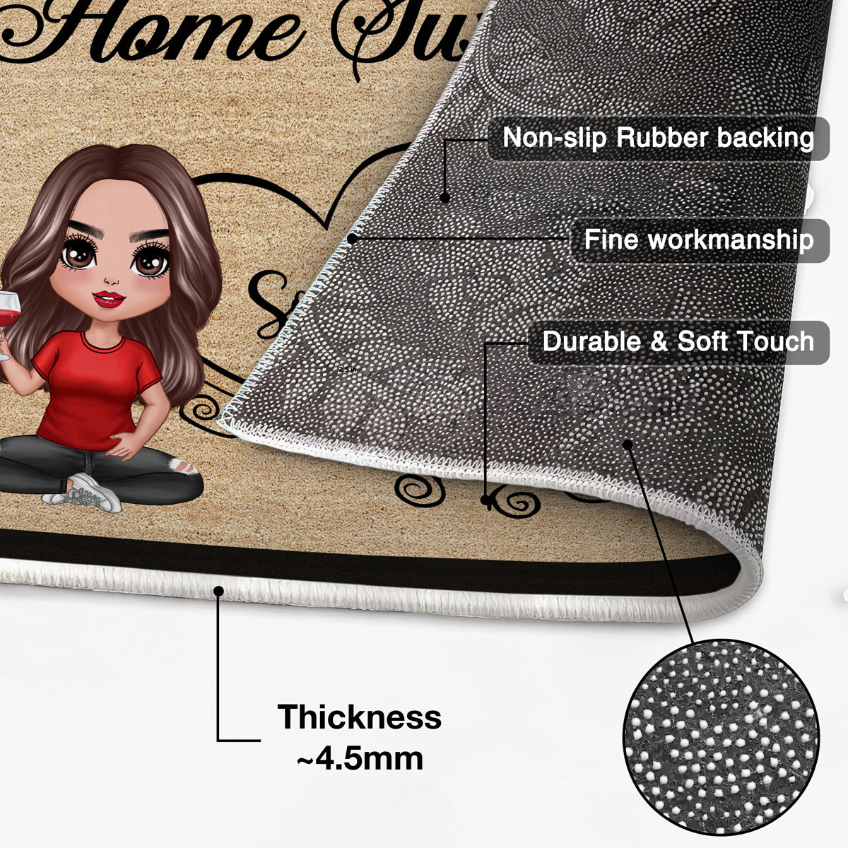 Doll Couple Sitting Home Sweet Home Housewarming Gift Home Decor Personalized Doormat