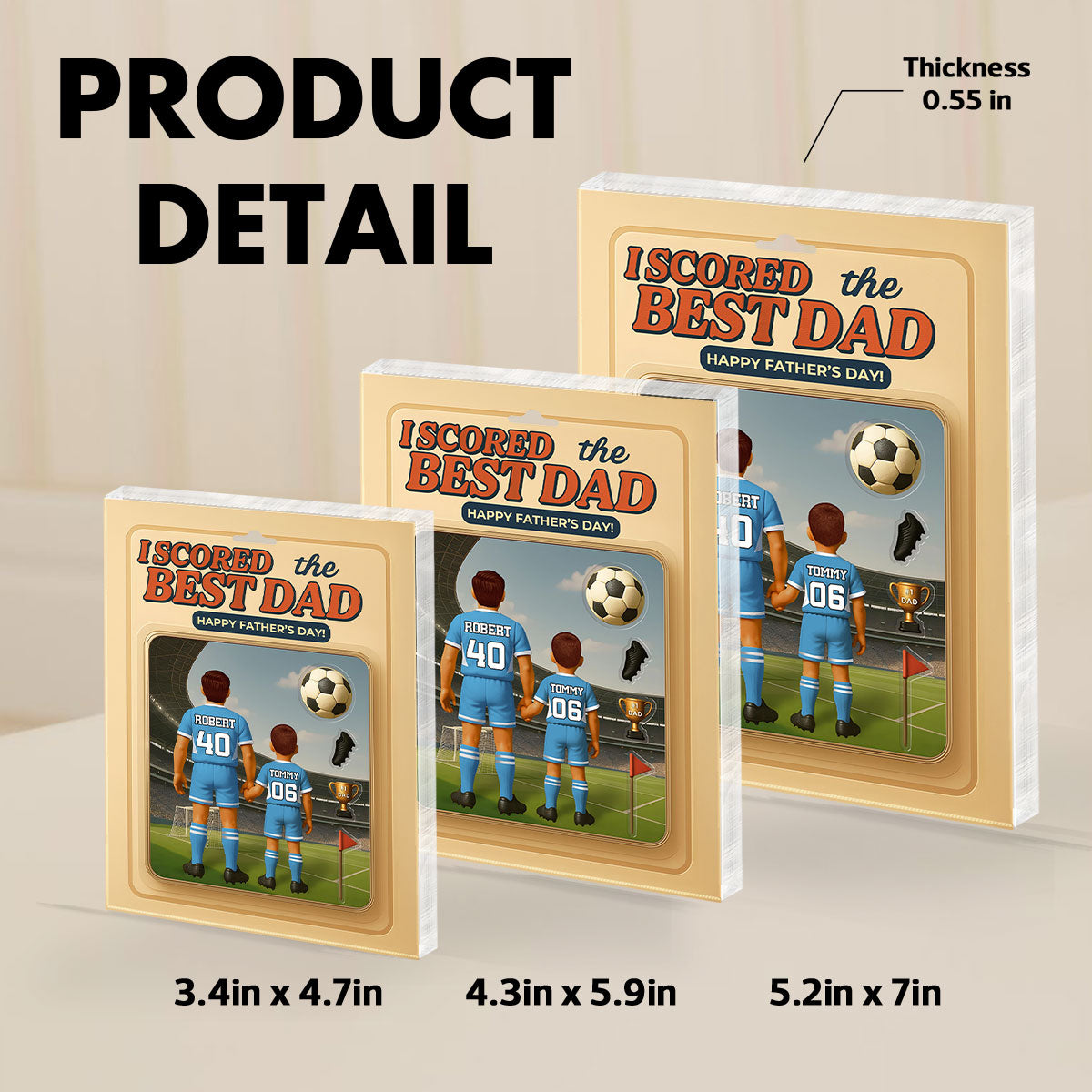 I Scored the Best Dad Football Custom Action Figure Personalized Acrylic Block Plaque, Father's Day Gift for Dad, Gift for Husband